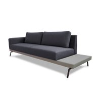 Sofá 3 Lugares Matteo com Mesa de Apoio Direita Linho Cinza 240 cm