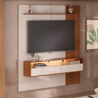 Painel com Rack Supenso até 65 Polegadas Matisse 1 PT Cinamomo e Off White