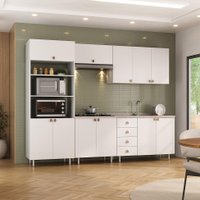 Cozinha Completa Maranello 100% MDF 11 Portas 4 Gavetas Branco
