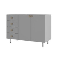 Balcão de Cozinha sem Tampo Maranello 100% MDF 2 Portas 4 Gavetas Cinza