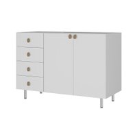 Balcão de Cozinha sem Tampo Maranello 100% MDF 2 Portas 4 Gavetas Branco