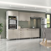 Cozinha Completa Maranello 100% MDF 12 Portas 4 Gavetas Bege
