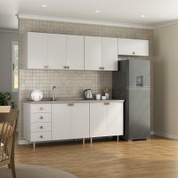 Cozinha Completa Maranello 100% MDF 10 Portas 4 Gavetas Branco
