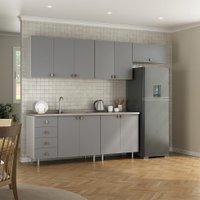 Cozinha Completa Maranello 100% MDF 10 Portas 4 Gavetas Cinza