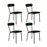 Conjunto com 4 Cadeiras Emília Poliéster Verde Musgo e Preto