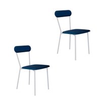 Conjunto com 2 Cadeiras Emília Poliéster Azul e Branco