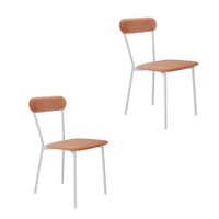 Conjunto com 2 Cadeiras Emília Veludo Nude e Branco