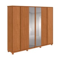 Guarda-Roupa Casal com Espelho Casal Ollie com Pés 6 Portas 6 Gavetas Amêndoa