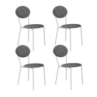 Conjunto com 4 Cadeiras Elipse Poliéster Prata e Branco
