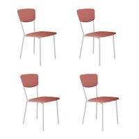 Conjunto com 4 Cadeiras Retrô Poliéster Rosa e Branco