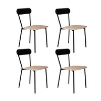 Conjunto com 4 Cadeiras Emília Poliéster Preto e Areia