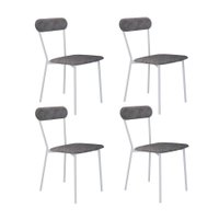 Conjunto com 4 Cadeiras Emília Poliéster Prata e Branco