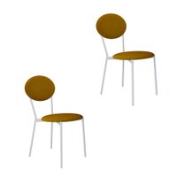 Conjunto com 2 Cadeiras Elipse Poliéster Amarelo e Branco