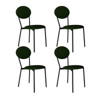 Conjunto com 4 Cadeiras Elipse Poliéster Verde Musgo e Preto