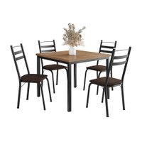 Conjunto de Mesa Quadrada com Tampo de MDP Amadeirado e 4 Cadeiras Adriana Revestimento Sintético Cacau e Preto