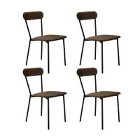 Conjunto com 4 Cadeiras Emília Veludo Marrom e Preto