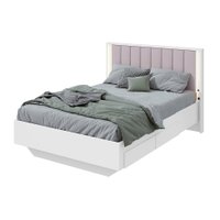 Cama Casal com USB Solaris 2 GV Revestimento Sintético Bege e Branca