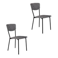 Conjunto com 2 Cadeiras Retrô Poliéster Prata e Preto