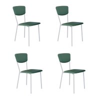 Conjunto com 4 Cadeiras Retrô Revestimento Sintético Verde e Branco