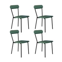 Conjunto com 4 Cadeiras Emília Revestivemento Sintético Verde e Preto