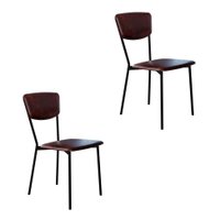 Conjunto com 2 Cadeiras Retrô Revestivemento Sintético Café e Preto