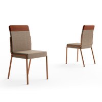 Conjunto com 2 Cadeiras Madalena Linho Areia e Caramelo