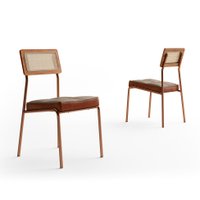 Conjunto com 2 Cadeiras Catarina Revestimento Sintético Caramelo