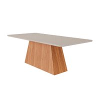 Mesa de Jantar Retangular com Tampo de Vidro Helena Off White Cinamomo 210 cm