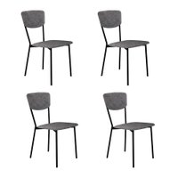 Conjunto com 4 Cadeiras Retrô Poliéster Prata e Preto