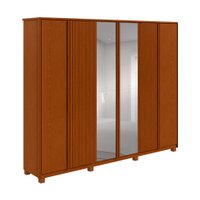 Guarda-Roupa Casal com Espelho Casal Ollie com Pés 6 Portas 6 Gavetas Frassino