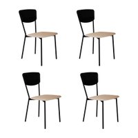 Conjunto com 4 Cadeiras Retrô Poliéster Preto e Areia