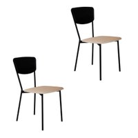 Conjunto com 2 Cadeiras Retrô Poliéster Preto e Areia