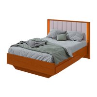 Cama Casal com USB Solaris 2 GV Revestimento Sintético Bege e Frassino