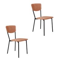 Conjunto com 2 Cadeiras Retrô Veludo Nude e Preto