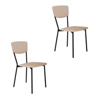Conjunto com 2 Cadeiras Retrô Poliéster Areia e Preto