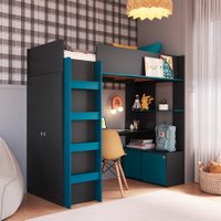 Cama Infantil Multifuncional Cora 4 PT Grafite e Azul