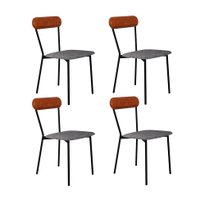Conjunto com 4 Cadeiras Emília Poliéster Prata e Caramelo com Preto