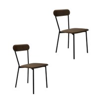 Conjunto com 2 Cadeiras Emília Veludo Marrom e Preto