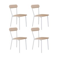 Conjunto com 4 Cadeiras Emília Poliéster Areia e Branco