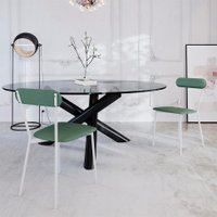 Conjunto com 4 Cadeiras Emília Revestimento Sintético Verde e Branco