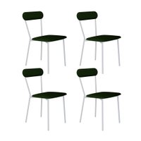 Conjunto com 4 Cadeiras Emília Poliéster Verde Musgo e Branco
