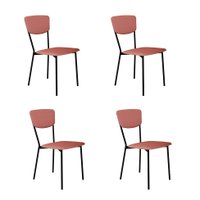 Conjunto com 4 Cadeiras Retrô Poliéster Rosa e Preto