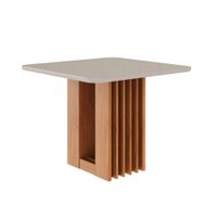 Mesa de Jantar Quadrada com Tampo de Vidro Ariela Off White e Cinamomo 95 cm