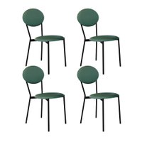 Conjunto com 4 Cadeiras Elipse Revestivemento Sintético Verde e Preto