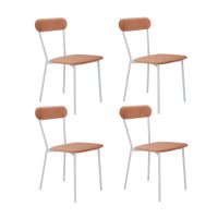 Conjunto com 4 Cadeiras Emília Veludo Nude e Branco
