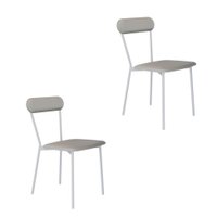 Conjunto com 2 Cadeiras Emília Revestimento Sintético Cinza Claro e Branco