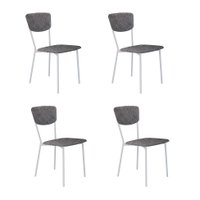 Conjunto com 4 Cadeiras Retrô Poliéster Prata e Branco