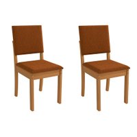 Conjunto com 2 Cadeiras Luna Bouclé Terracota e Canela