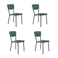 Conjunto com 4 Cadeiras Retrô Revestivemento Sintético Verde e Preto