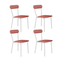 Conjunto com 4 Cadeiras Emília Poliéster Rosa e Branco